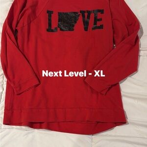 Next Level Apparel Red Long Sleeve 'LOVE' Graphic Top